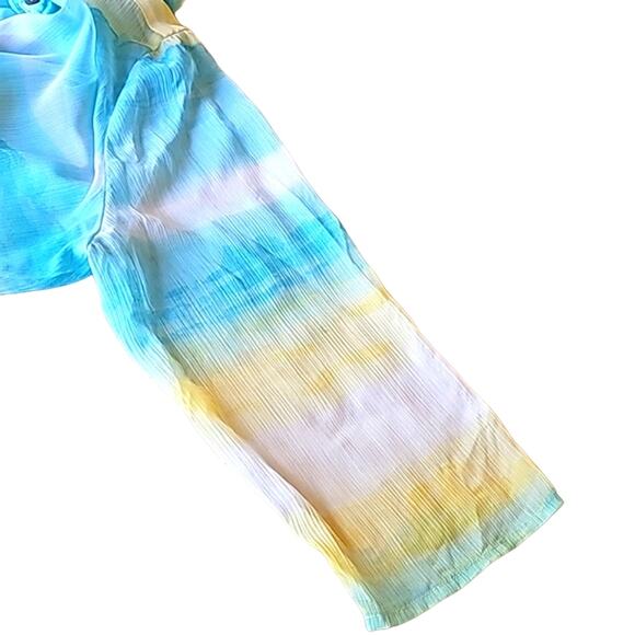 Chicos US Sz 12 Sheer Ombre Beachy Pool Cover-up Sheer Button Down TopSz 2 - Picture 4 of 11